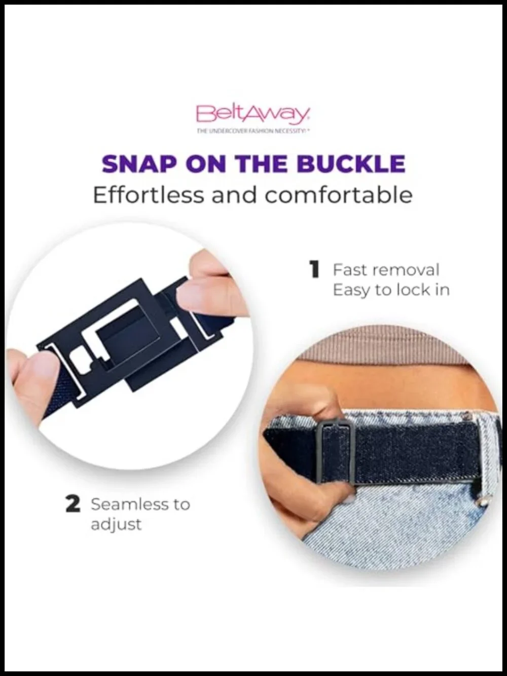 Thin Elastic Stretch Belt for Women, Low Profile Flat Buckle, No Show